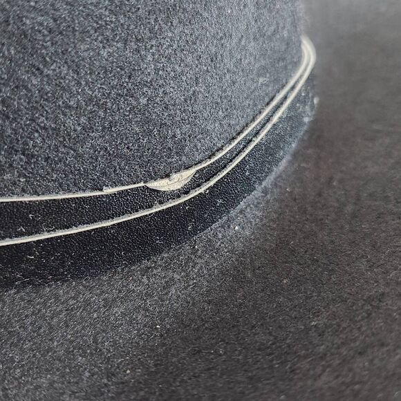 Kendall and Kylie Black Wool Fedora Hat with Faux Leather Trim One Size - Picture 4 of 8